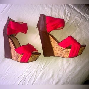 G by Guess Embarka - Dark Red Fabric Wedge